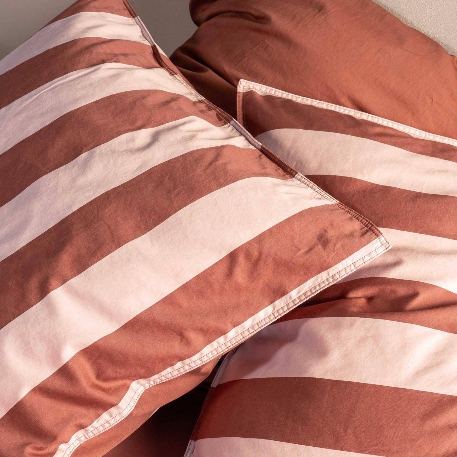 ESSENZA Baumwollsatin Bettwäsche Minte Stripe Terracotta - Blush Pink 155 x 220 cm + 80 x 80 cm
