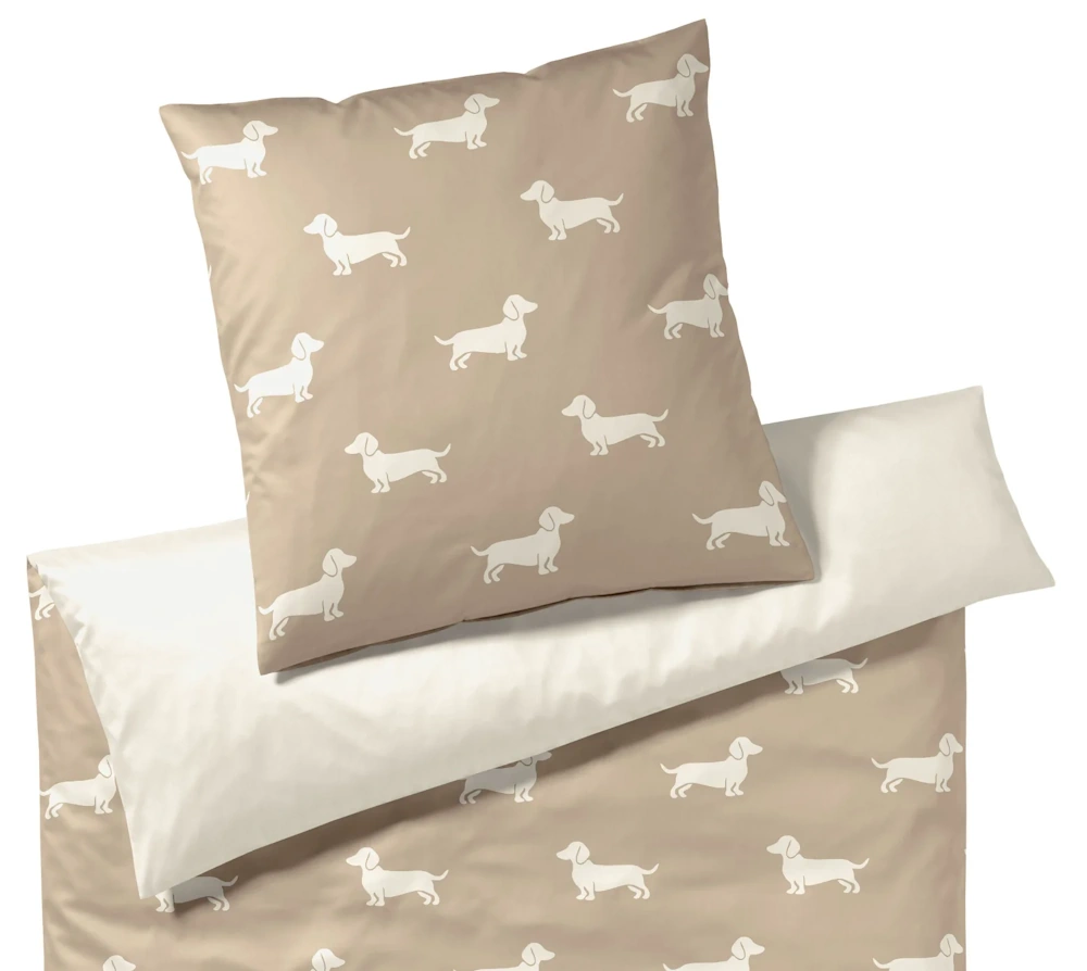 Elegante Comfort Satin Bettwäsche Dogs 135 x 200 cm