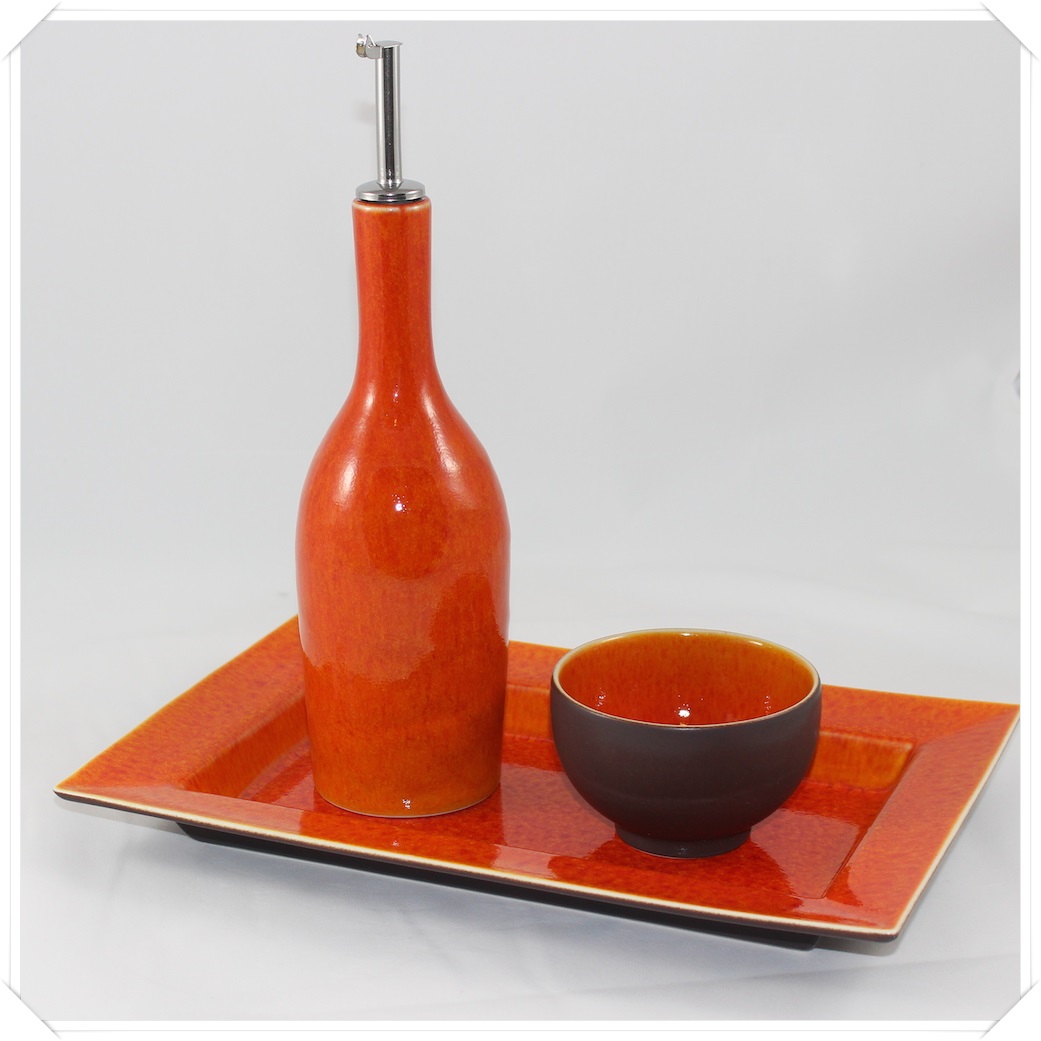 Jars Keramik Tourron Fb.Orange Öl/Essigflasche