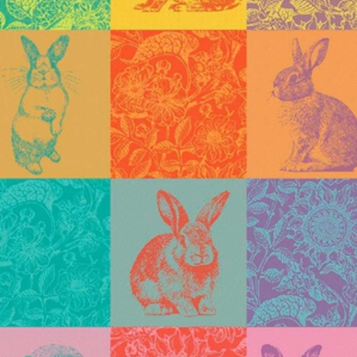 Detailaufnahme Garnier Thiebaut Geschirrtuch Les Lapins Printemps mit Hasenillustrationen