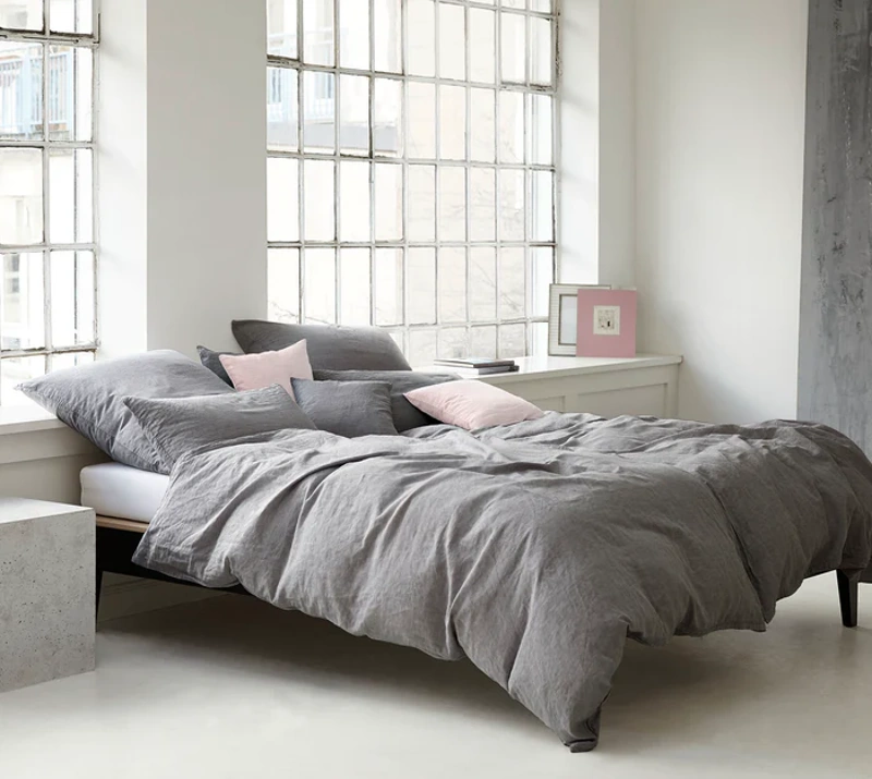 Elegante Halbleinen Bettwäsche Breezee Dark Grey 135 x 200 cm