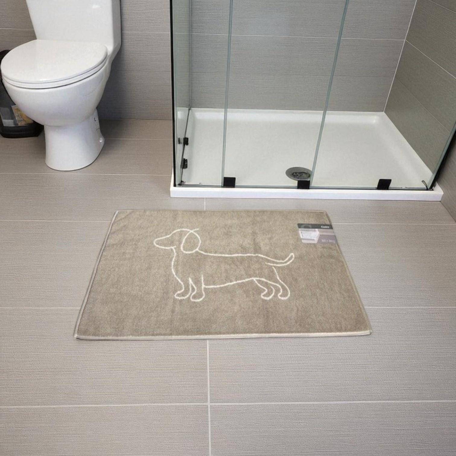 Cawö Frottier-Dusch/Badematte WE LOVE DOGS Dackelsilhouette 6248 Natur/Beige 50 x 80 cm