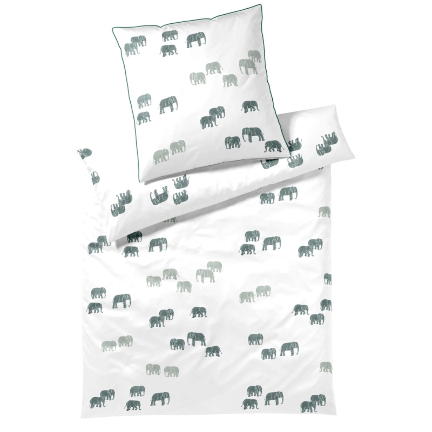 Elegante Bambus Baumwollsatin Bettwäsche Elephant Walk Salbei-Grün 135 x 200 cm