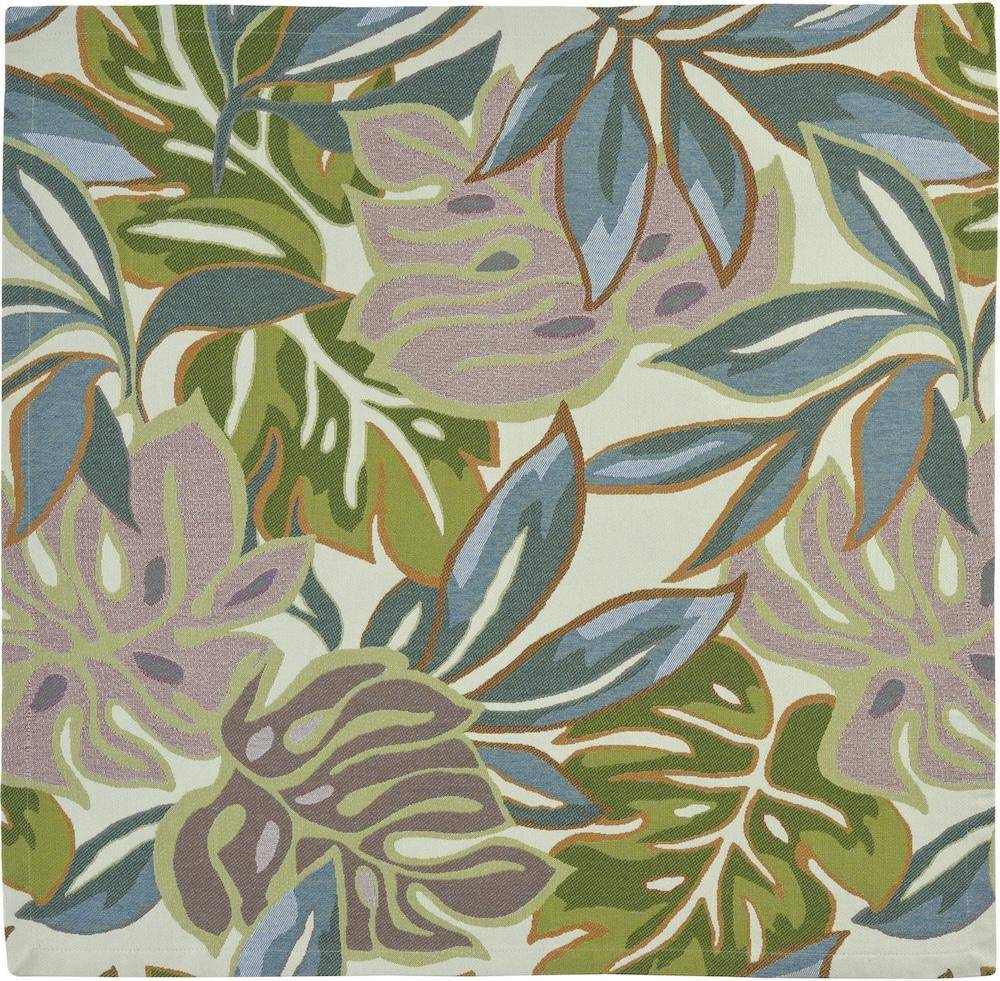 Sander table and home Mitteldecke Selva 85 x 85 cm mit floralem Jacquardgewebe und Monstera-Blättern in Pastellfarben