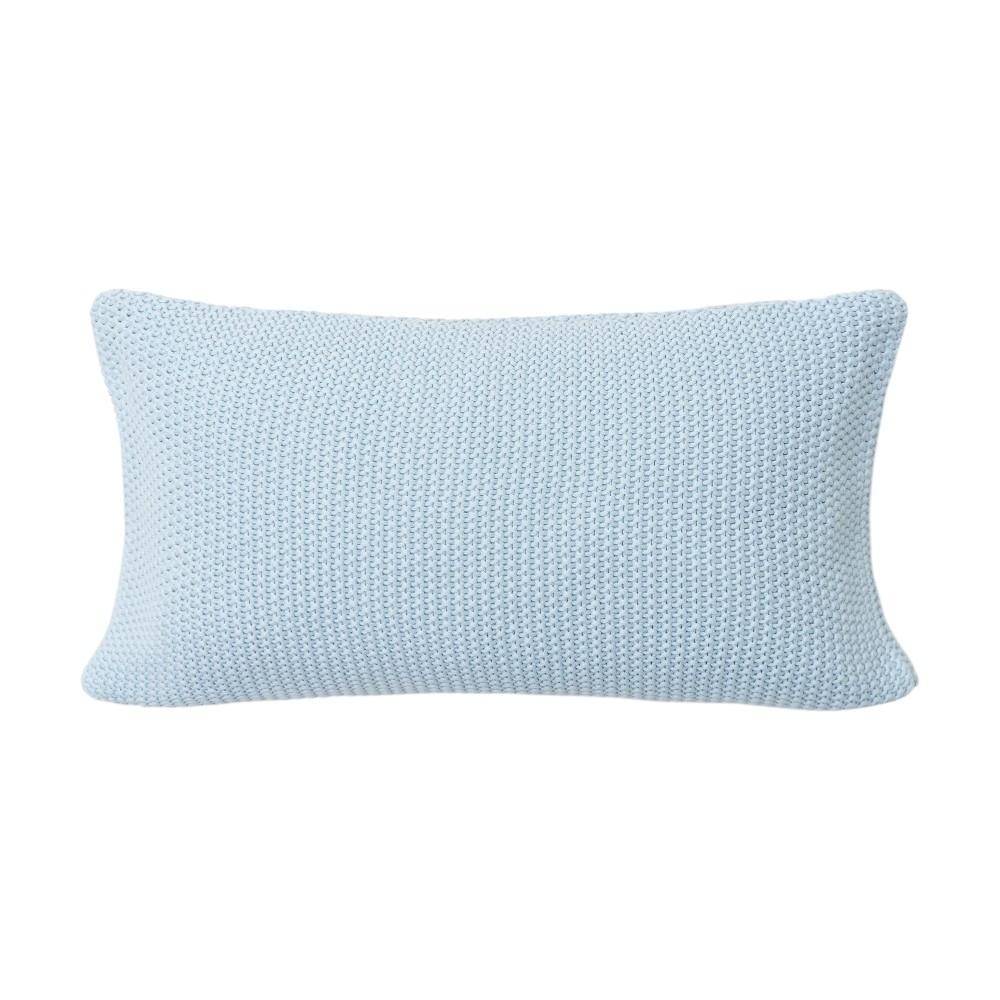 Marc O Polo Dekokissen Nordic Knit Calm Blue 30x60 cm aus Bio Baumwolle im Strickdesign in hellblauer Farbe