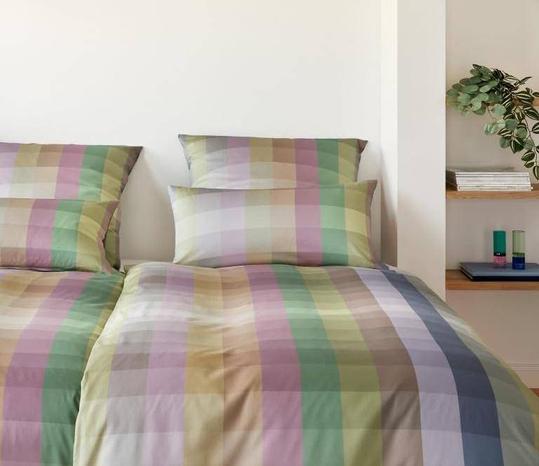 Elegante Jersey Bettwäsche Check Out Licht - Gelb 135 x 200 cm