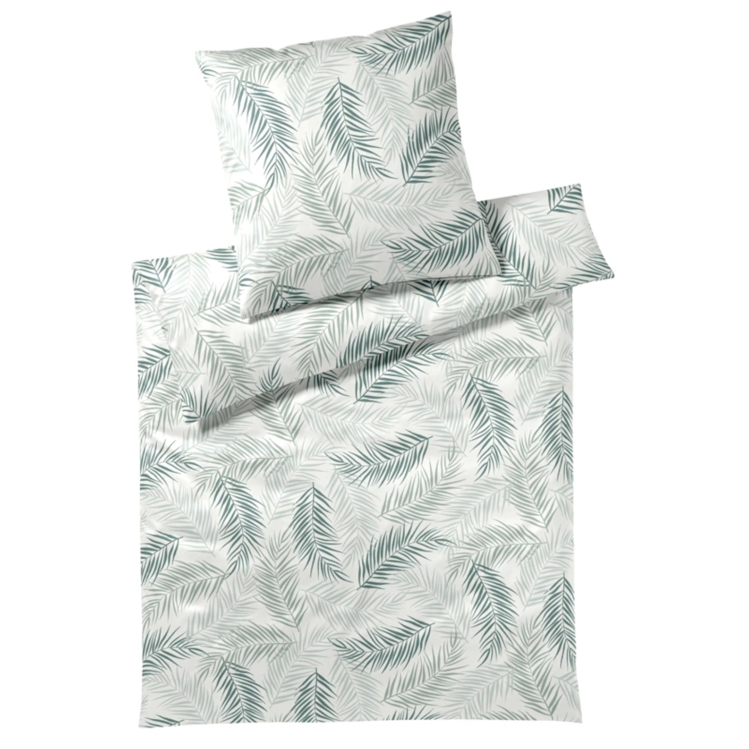 Elegante Bambus Baumwollsatin Bettwäsche Palm Salbei-Grün 135 x 200 cm