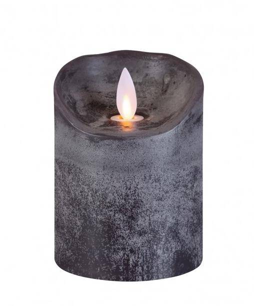 Sompex Flame Echtwachs LED Kerze Anthrazit 8 x 18 cm