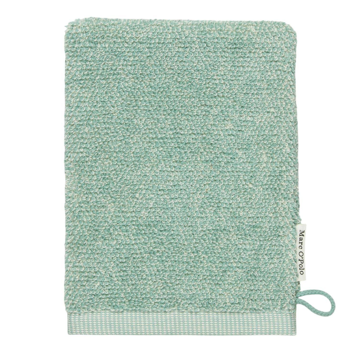 MARC O'POLO Timeless Melange Waschhandschuh in Aquamarine, 16 x 22 cm, weiche Baumwolle