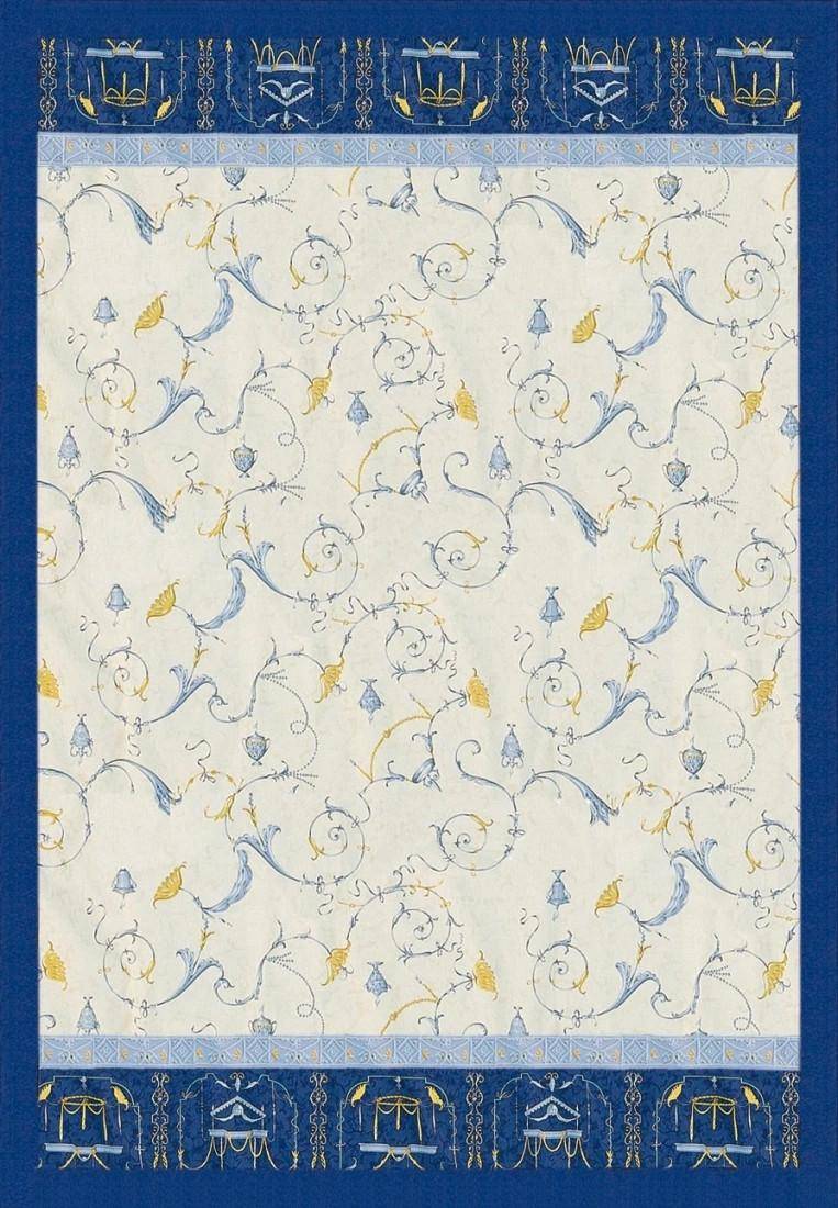 Bassetti Plaid Oplontis V9 270x250 cm in Blau Beige mit typischer Bordüre oben und unten