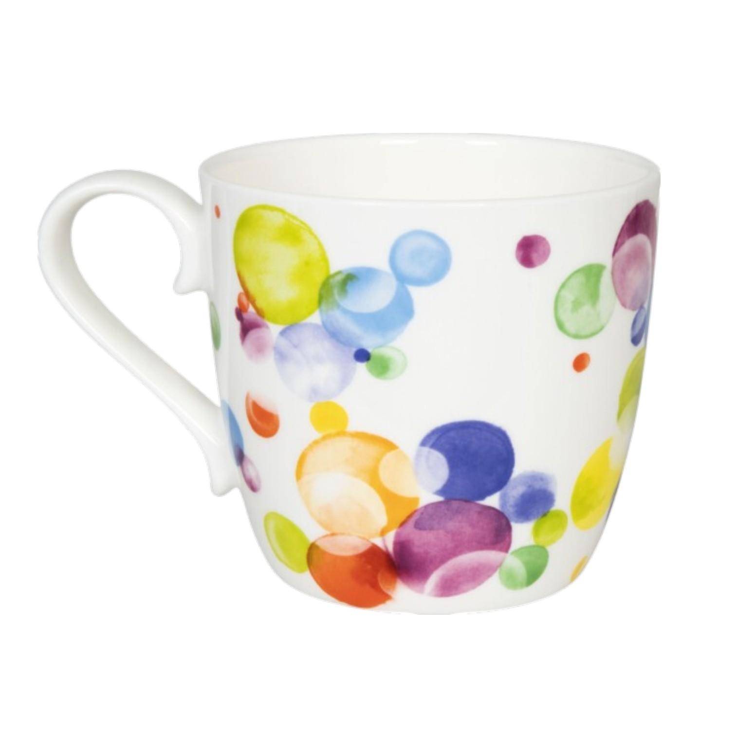 Könitz Bone China Becher Colourful Cast 450 ml mit bunten Aquarellblasen in verschiedenen Farben
