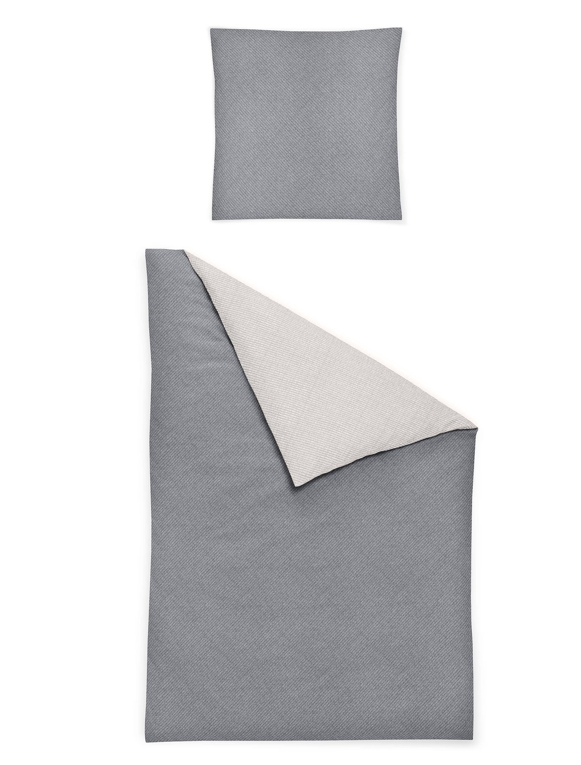 Irisette Feinbiber Bettwäsche Justus Grau 155 x 220 cm