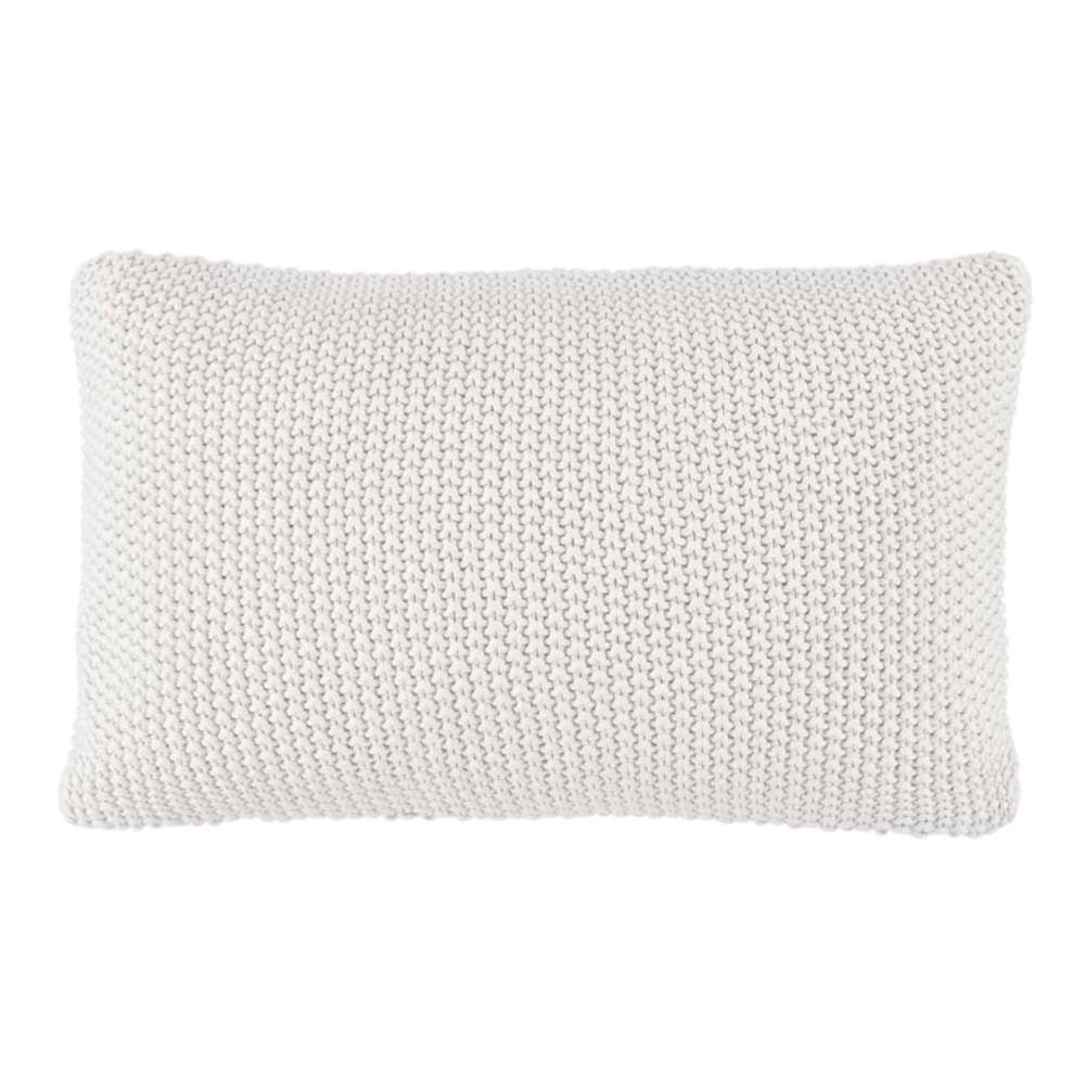 Marc O Polo Dekokissen Nordic Knit Off White 30x60 cm aus Bio Baumwolle im Strickdesign in cremeweißer Farbe