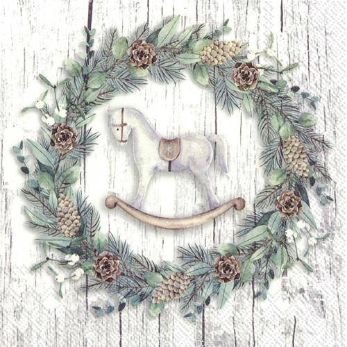 ihr Lunch Servietten White Xmas Wreath Grau 33 x 33 cm
