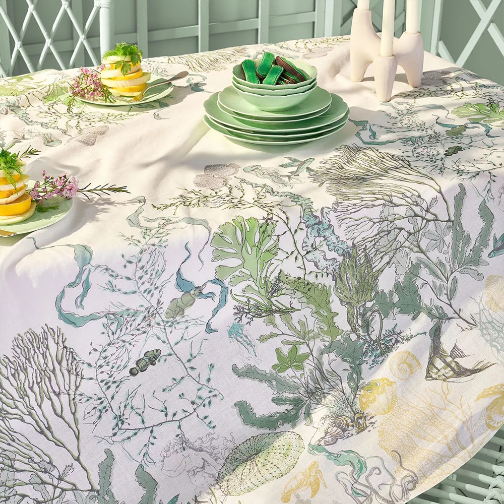 Garnier Thiebaut Tischdecke Balade Marine Verde 155 x 255 cm