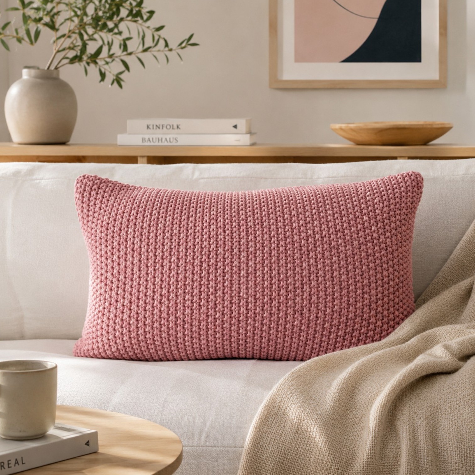 Marc O'Polo Dekokissen Nordic Knit  Ash Rose 30 x 60 cm