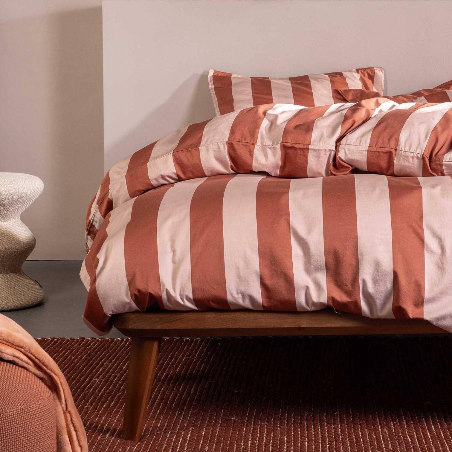 ESSENZA Baumwollsatin Bettwäsche Minte Stripe Terracotta - Blush Pink 155 x 220 cm + 80 x 80 cm