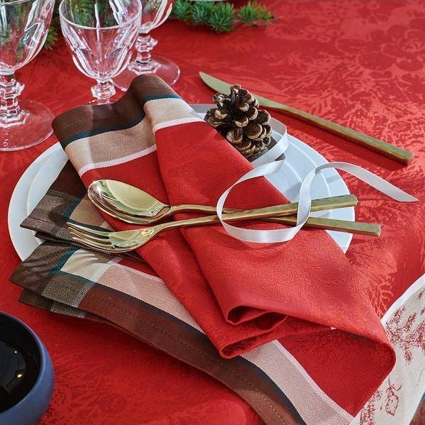 Garnier Thiebaut Serviette Couronne de Noel Rouge