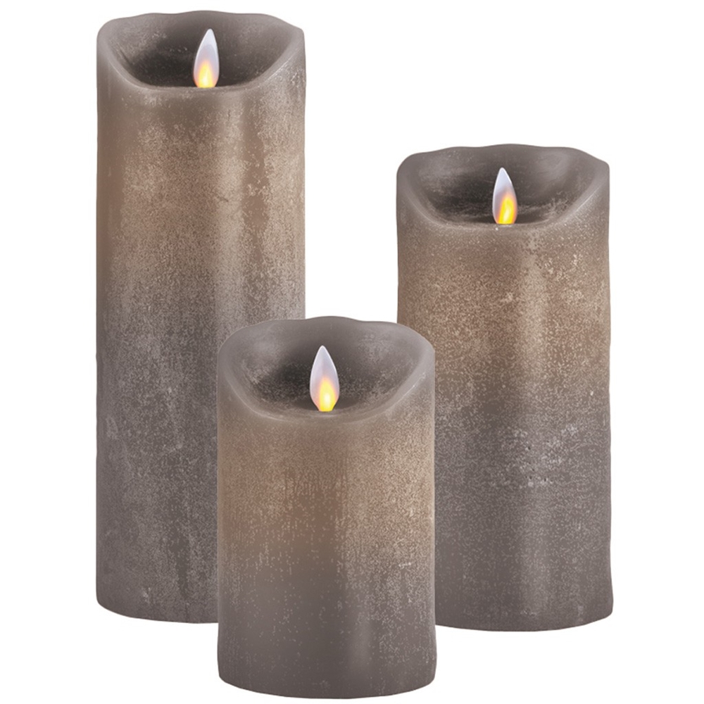 Sompex Flame Echtwachs LED Kerze Taupe 8 x 23 cm