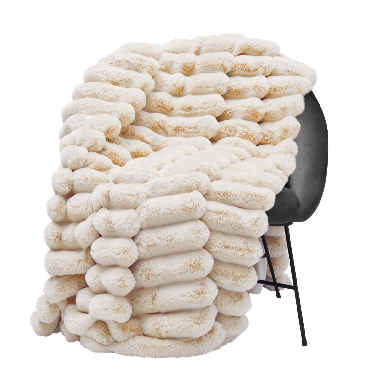Skinnwille Plaid Liny Beige 140 x 220 cm