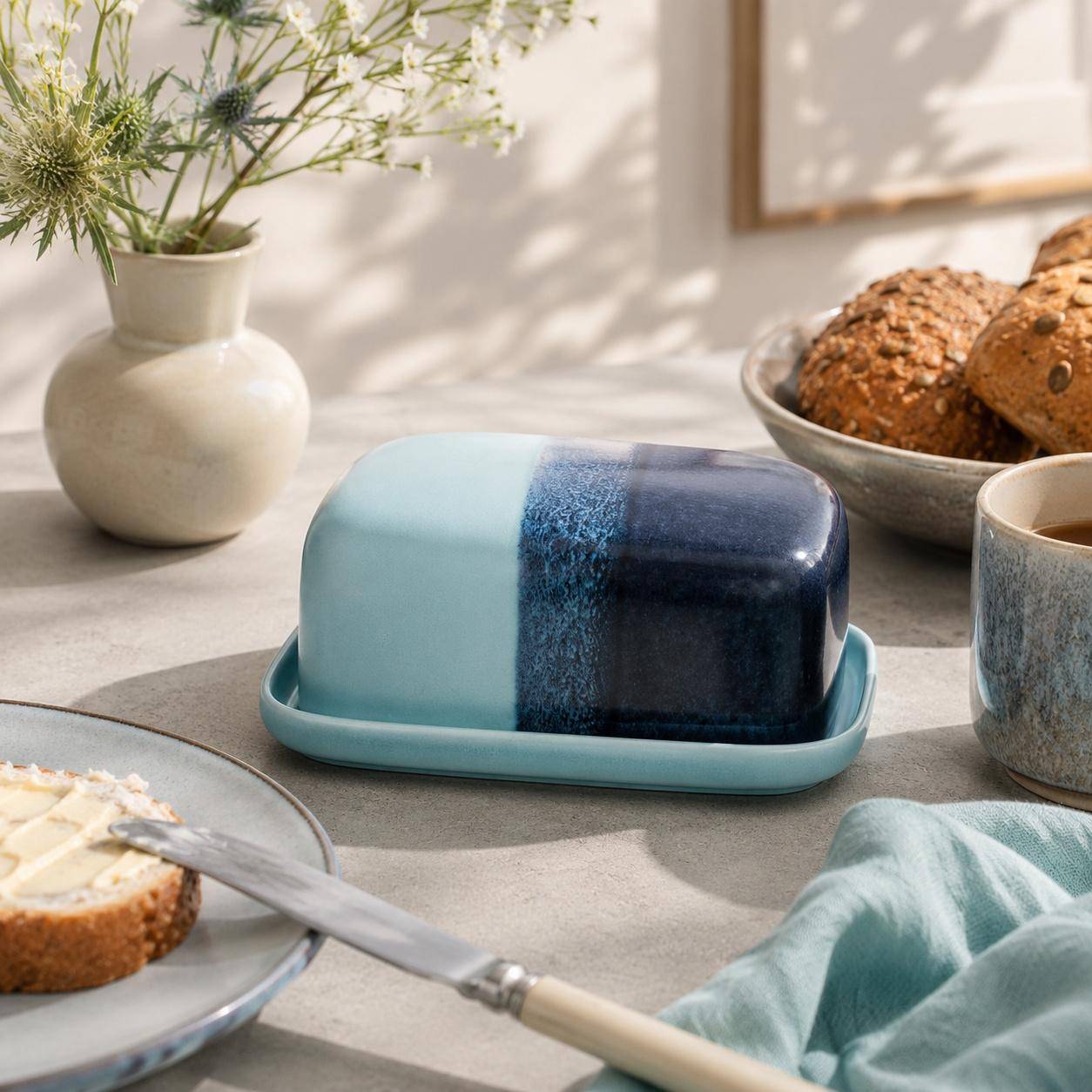 Tranquillo Butterdose Industrial Blau/Hellblau
