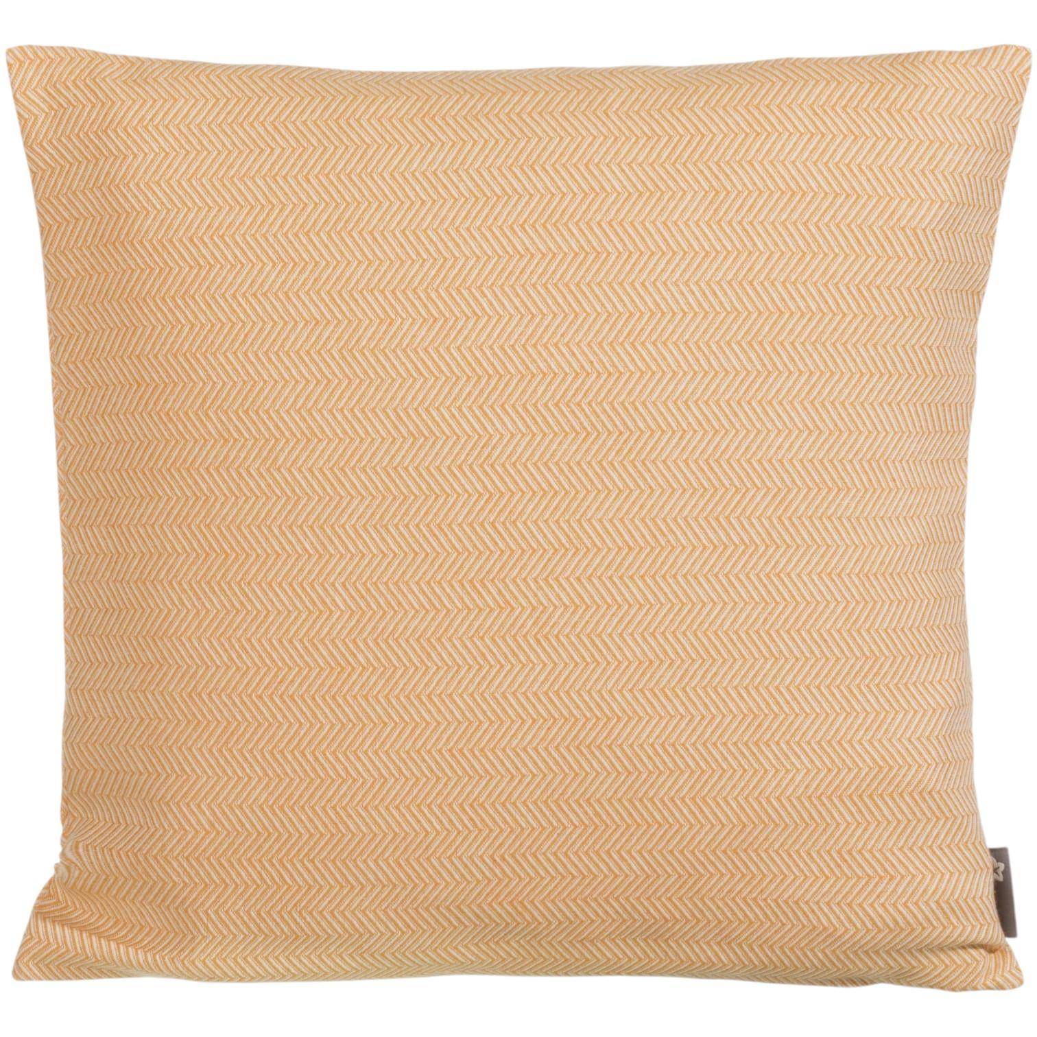 Pichler Kissenhülle Hogard in Apricot mit feinem Fischgrätmuster aus Baumwollmischung, modernes Dekokissen