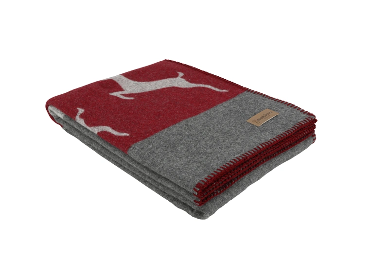 Eskimo Wollplaid Sedrun Alpenchic Hirsch 140 x 180 cm Rot/Grau