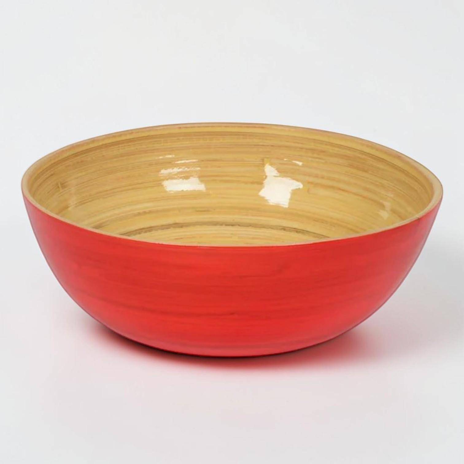 Superleichte Albert L. Bambus-Schüssel in Orange mit naturfarbener Innenseite, rund und glänzend, ca. 18 x 7 cm