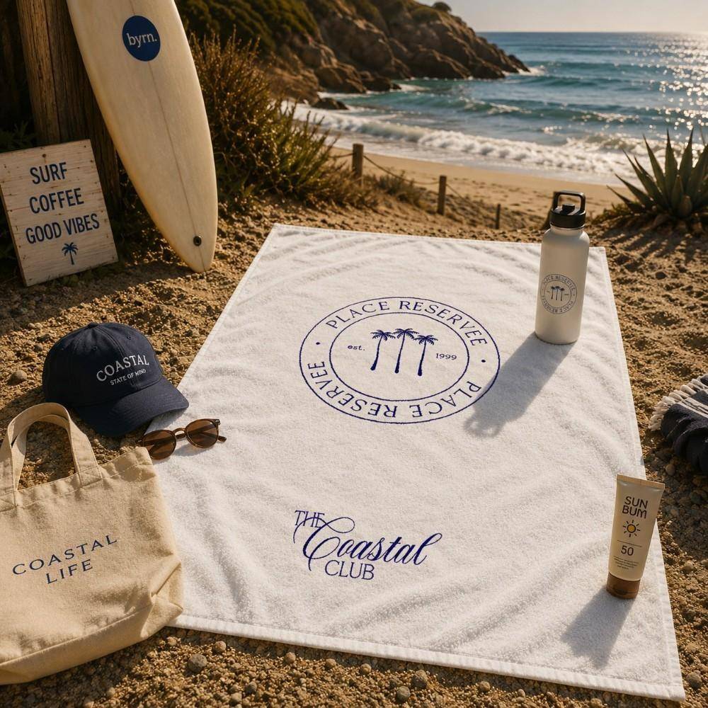 Strandtuch The Coastal Club Ecru/Marine