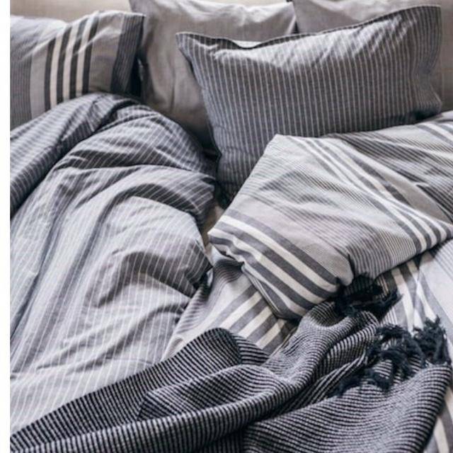 Recycled by Wille Bettwäsche Rebecka Dk.Grey/White 135 x 200 cm