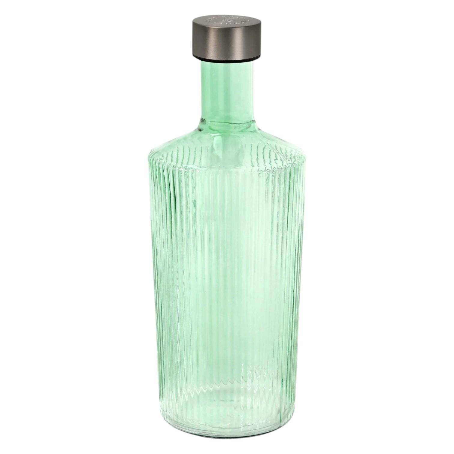 Paveau Ribbed Wasserflasche aus Glas mit Edelstahlverschluss