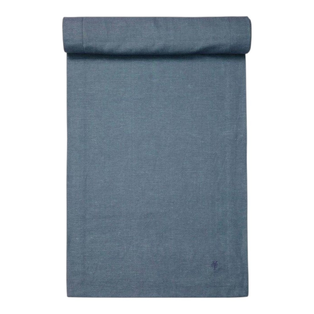 Marc O'Polo Akalla Tischläufer Smoke Blue aus organischer Baumwolle und Leinen in skandinavischem Design