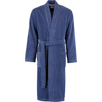 Cawö Bademantel Herren Kimono Luxury Basics 823 Col. 11 in Blau Größe 56