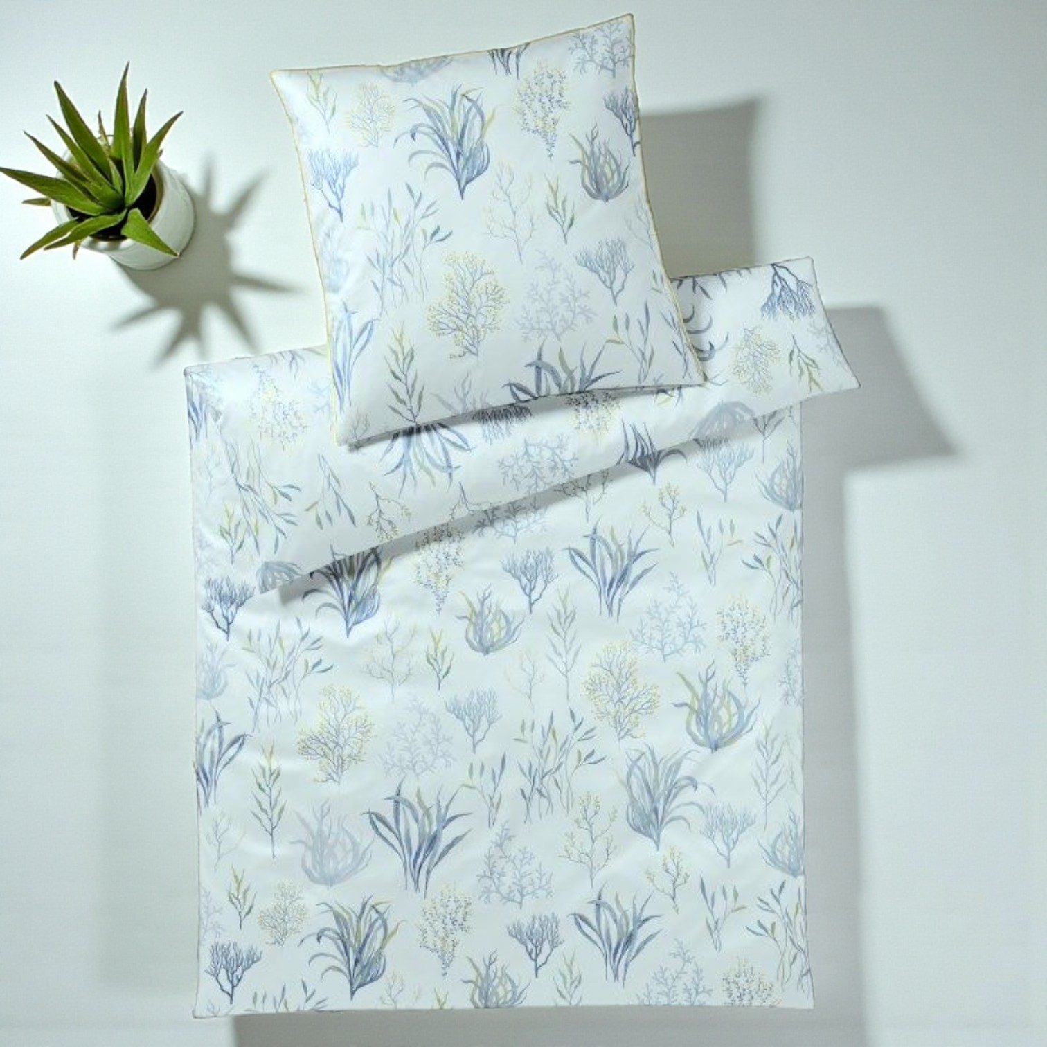 Elegante Baumwollsatin Bettwäsche Reef Aquagrün 155 x 220 cm