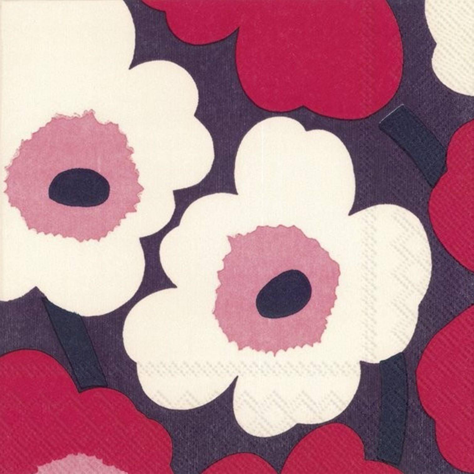 ihr Cocktail Servietten Marimekko Unikko Red Cream 25 x 25 cm