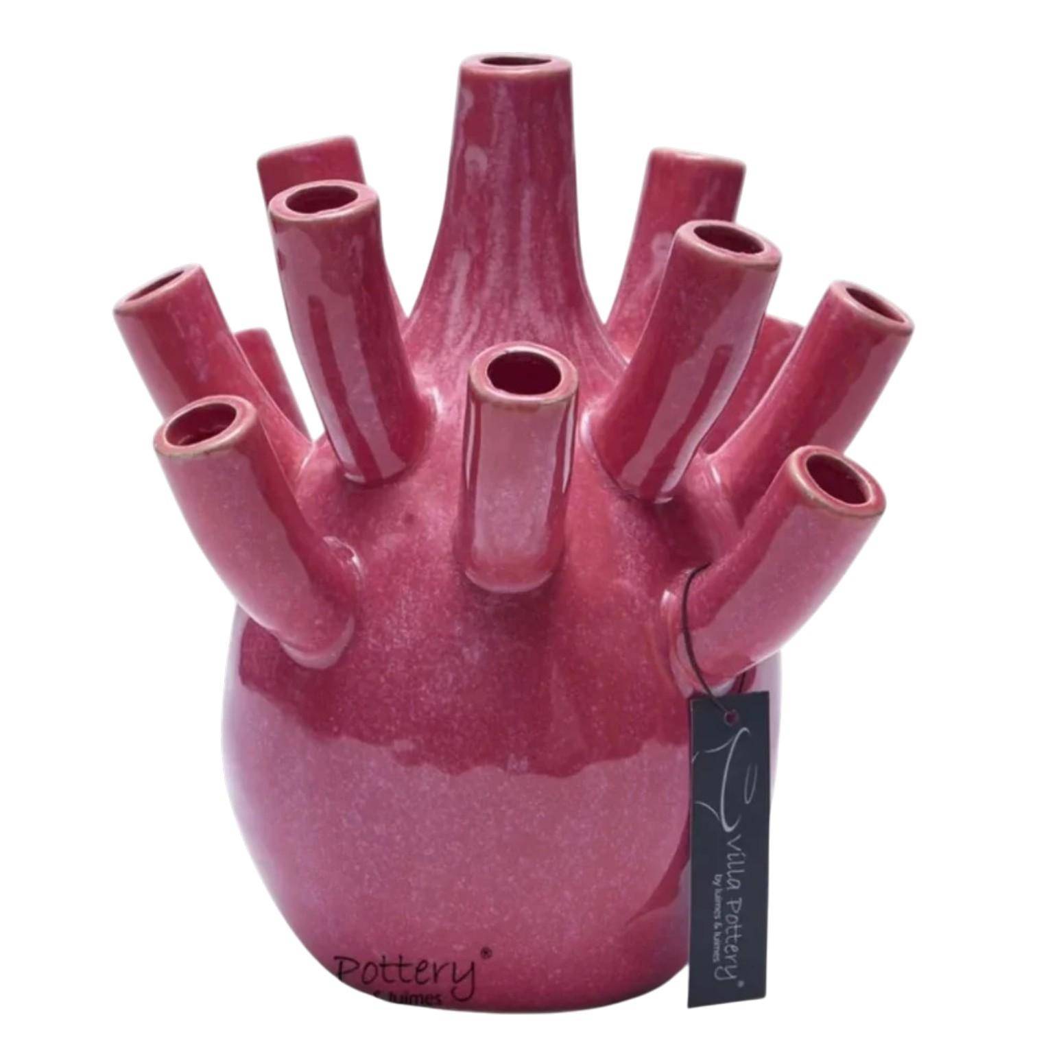 Luimes Vase in Himbeere mit glatter Oberfläche, organischem Design, ca. 26 cm     