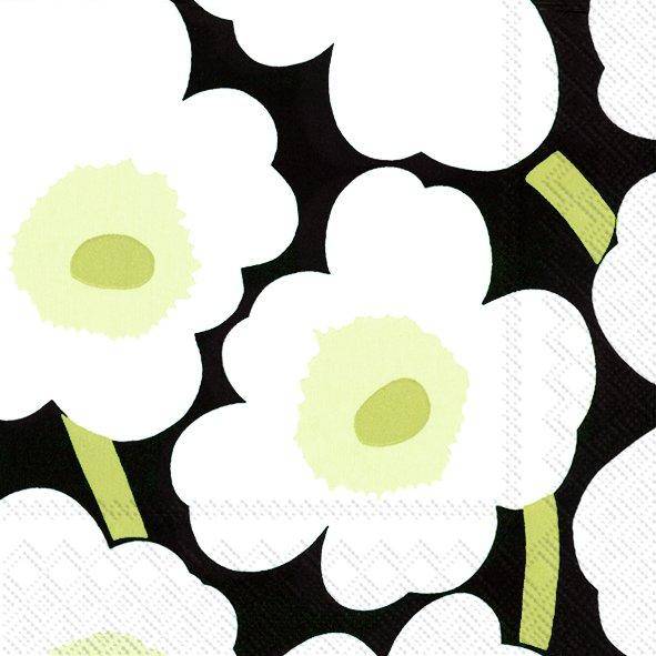 ihr Cocktail Servietten Marimekko Unikko Black 25 x 25 cm