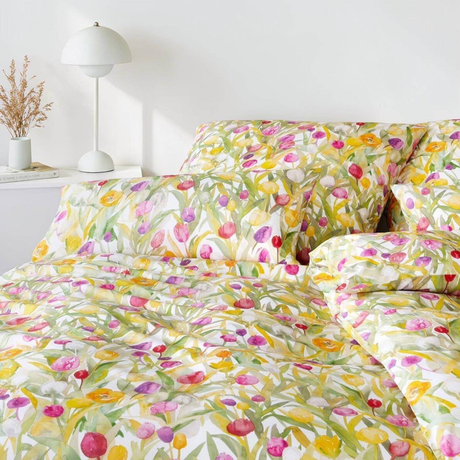 Elegante Tulpe Jersey Bettwäsche 135 x 200 cm – Florales Tulpen Design