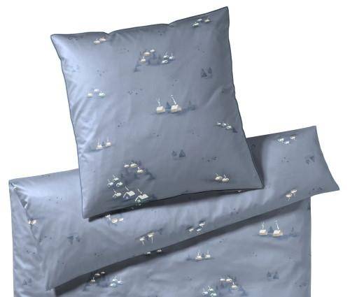 Elegante Comfort Satin Bettwäsche Home Rauchblau 135 x 200 cm