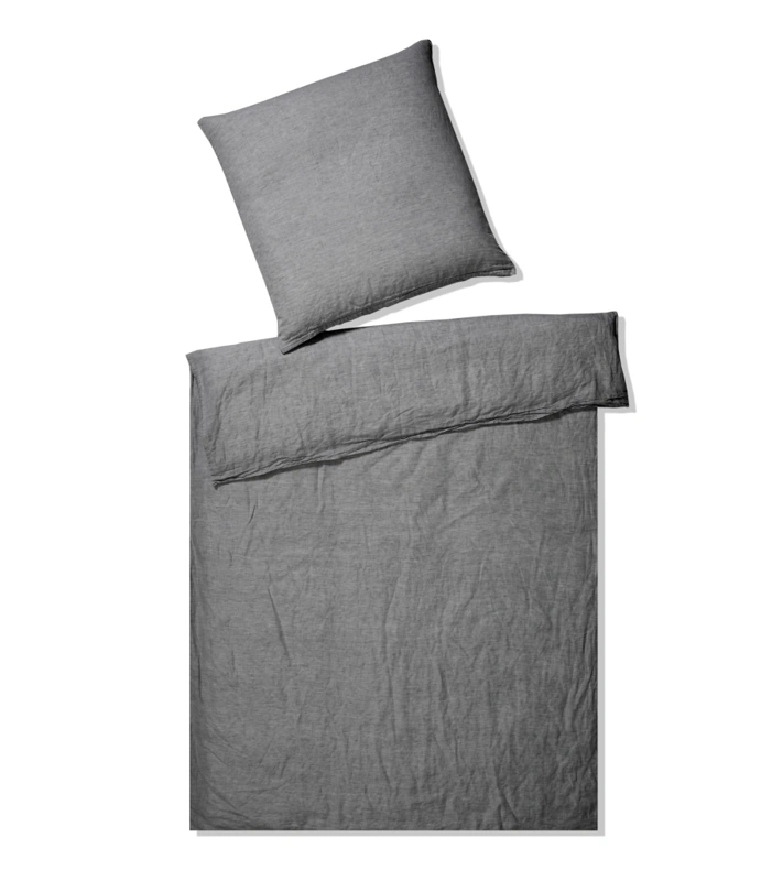 Elegante Halbleinen Bettwäsche Breezee Dark Grey 135 x 200 cm