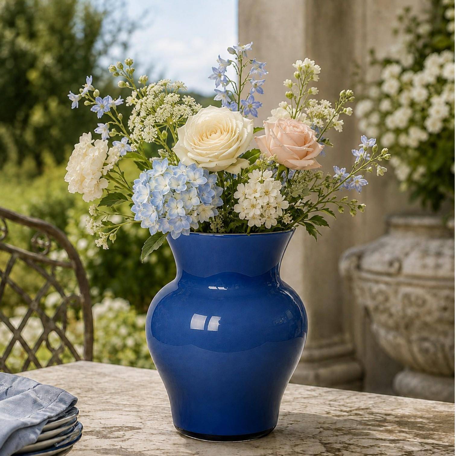 Paul Nagel FLOWERS Vase Viola klein, Jeansblau