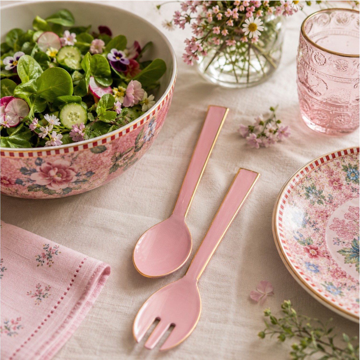 Pip Studio Spring to Life 2er Set Salatbesteck Fb.Pink