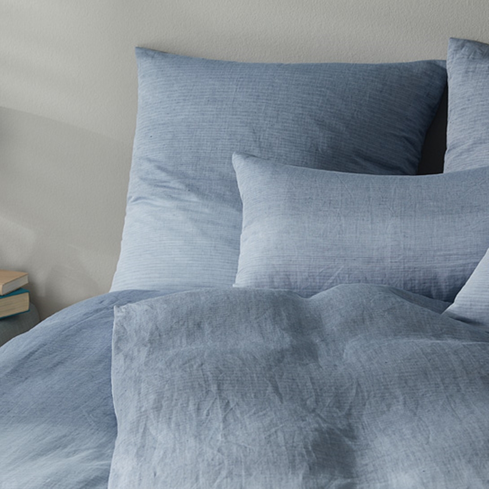 Elegante Halbleinen Bettwäsche Chill Denim 155 x 220 cm