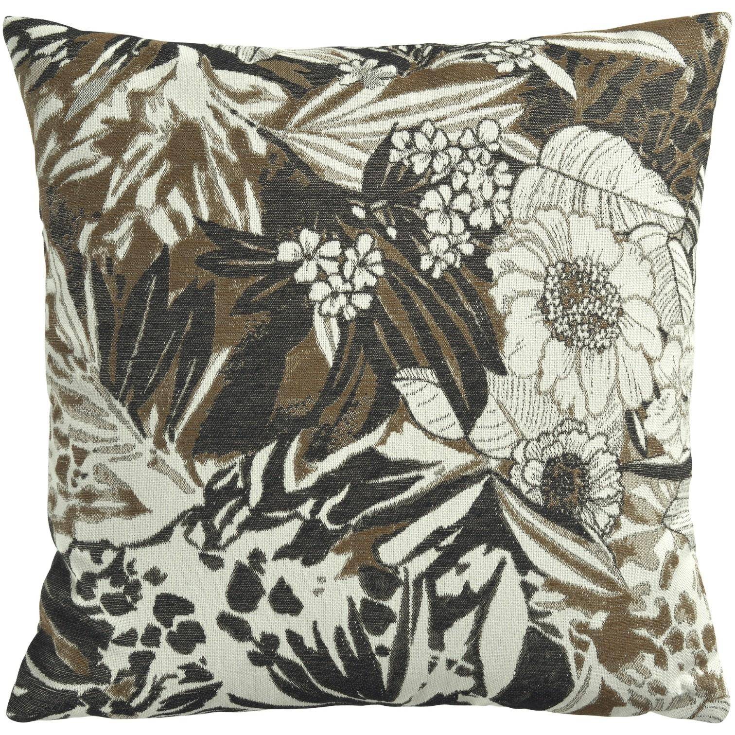 Kissenhülle Coco von Sander in Coffee mit floralem Jacquardmuster in Braun-, Beige- und Naturtönen, quadratisch