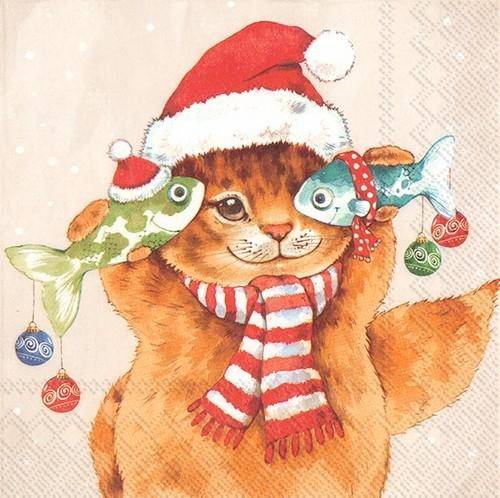 ihr Lunch Servietten Cats Koi Cream 33 x 33 cm