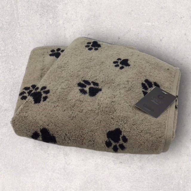Cawö Frottiertuchserie We love Dogs Pfötchen Schwarz Handtuch 50 x 100 cm