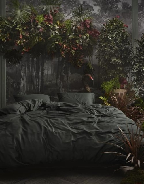 ESSENZA Baumwollsatin Bettwäsche Minte Anthrazit 155 x 220 cm + 80 x 80 cm