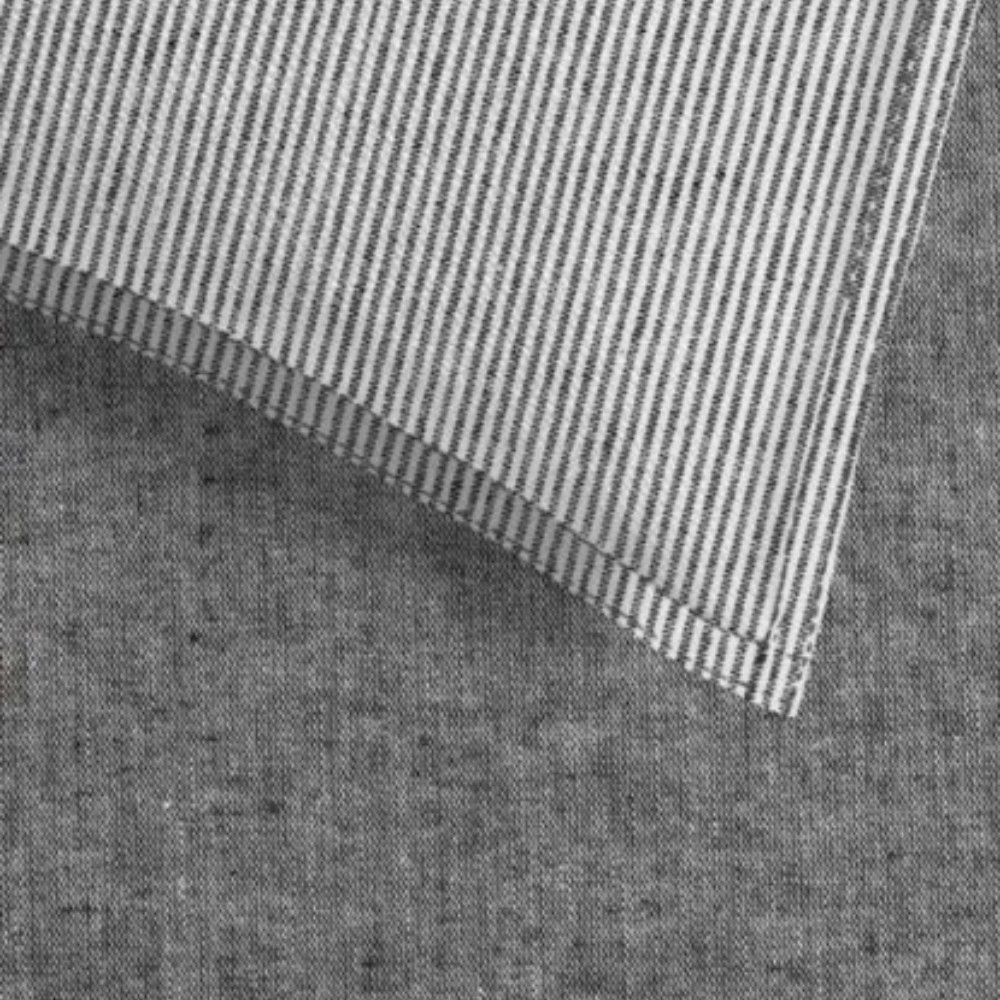 Stoffdetail der Marc O'Polo Flanell Bettwäsche Eilif Obsidian Grey mit feinem Chambray-Design