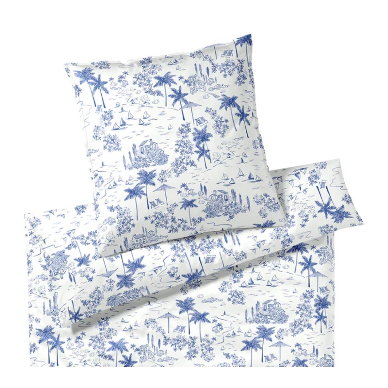 Elegante Comfort Satin Bettwäsche Positano Ozean Blau 135 x 200 cm