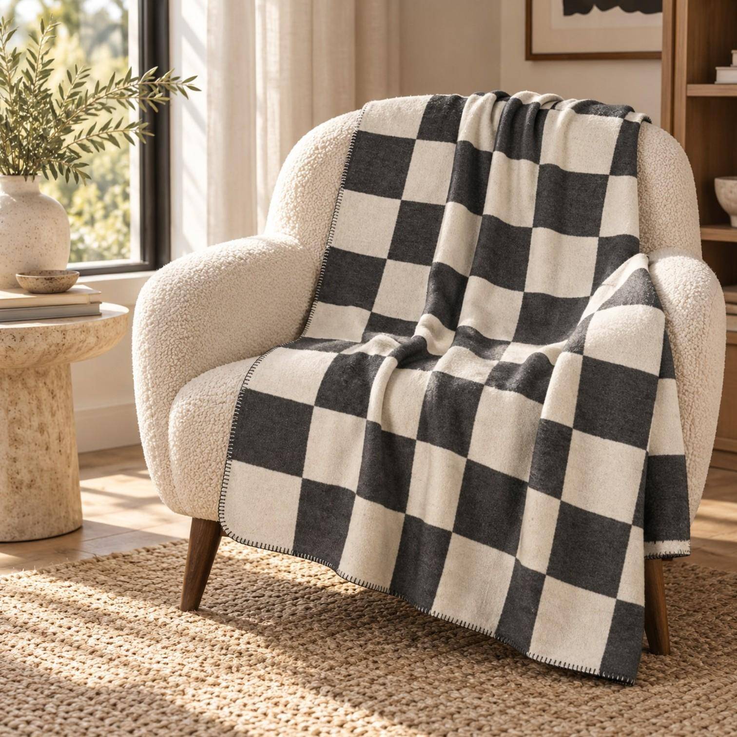Pad Decke Chess in Black-White 150 x 200 cm